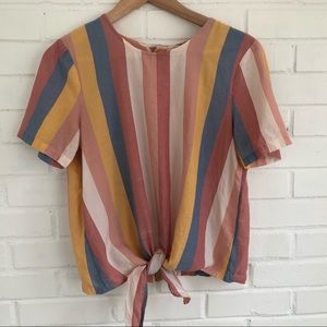Madewell button-back tie tee in sherbet stripe